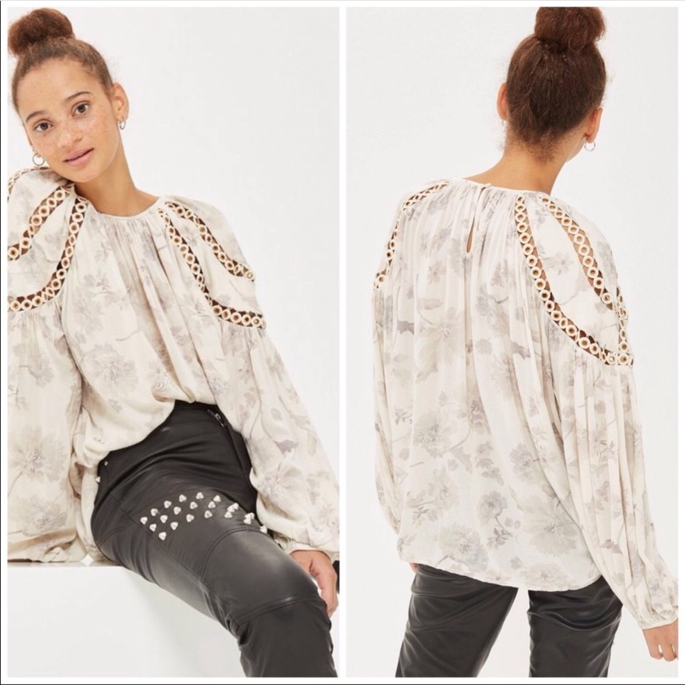 NEW Topshop Eyelet Smocked Top Grommets